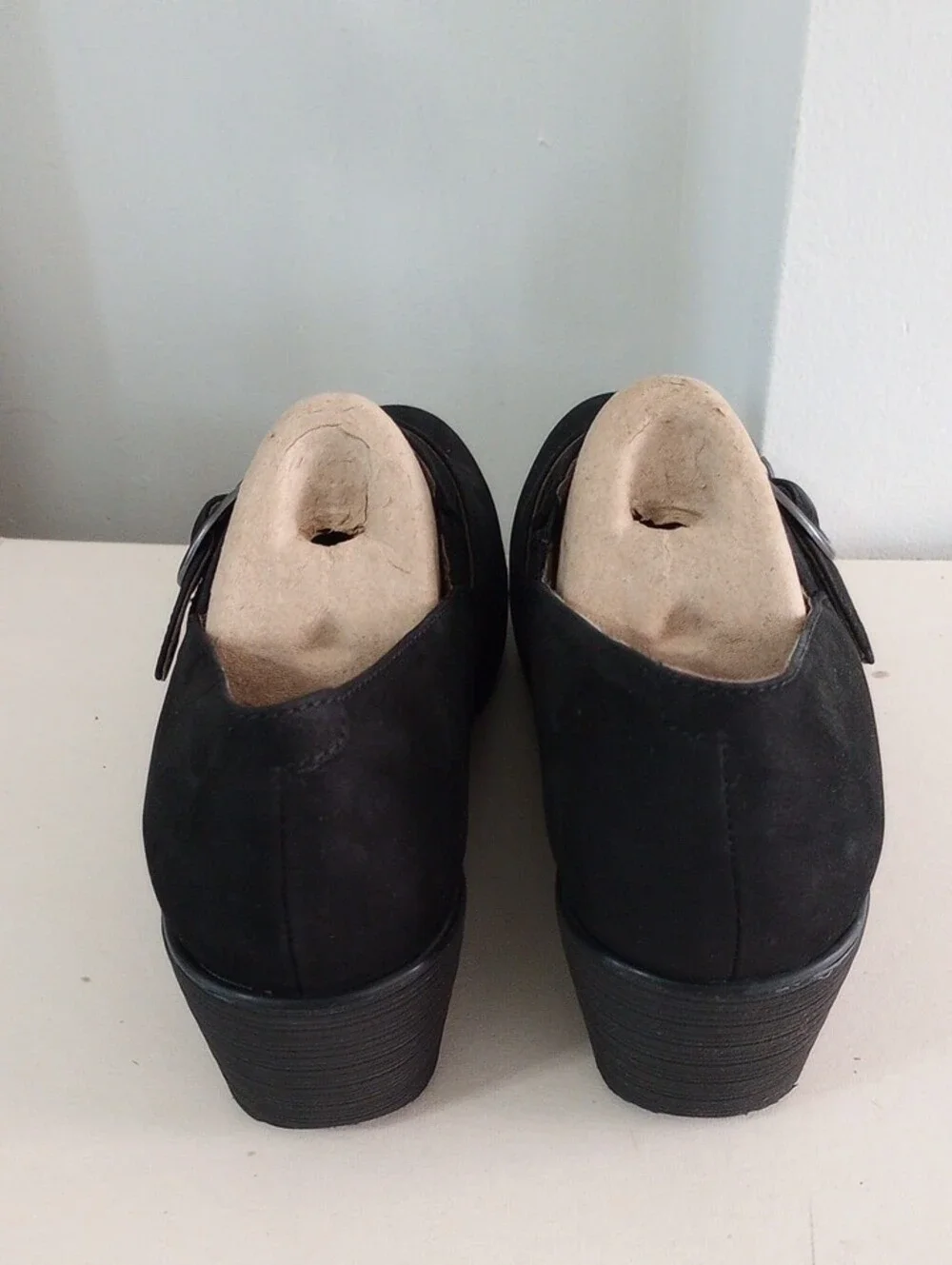 Dansko Clio Nubuck  Black Suede Wedge Loafers with Silver Buckle EU 40